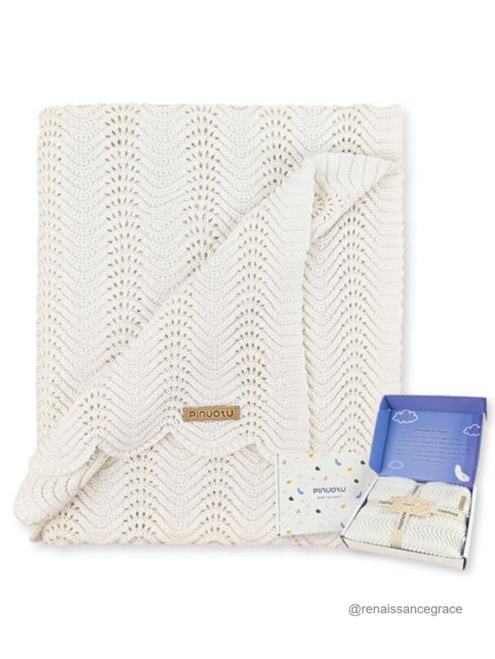 Soft 100% Organic Cotton Knitted Baby Blanket 31x40 Receiving Blanket